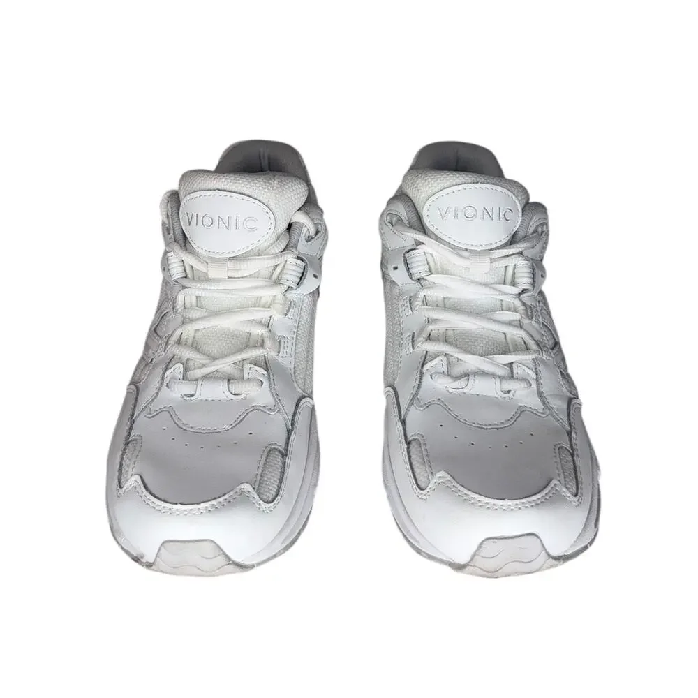 Vionic Women Sneakers White 23Walk 2.0 Comfy Shoes Size 8.5 Orthopedic Leather